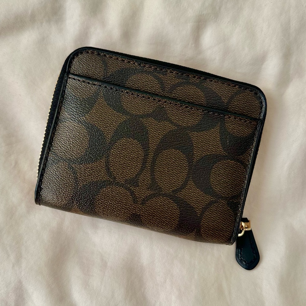 Coach Monogram Zip Wallet | Brown and Black | Medium - Picture 2 of 7